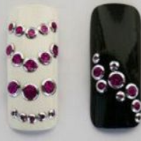 Sticker Punkte pink mit Silberrand