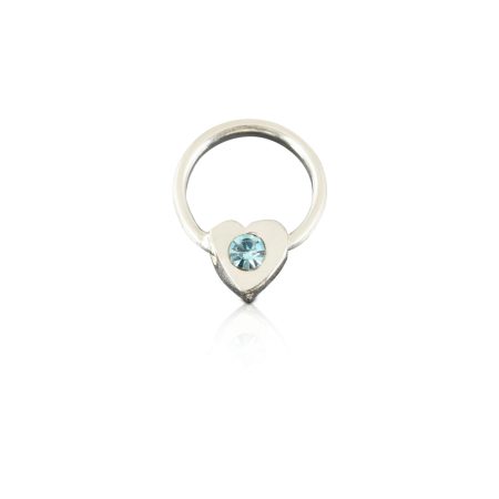 Nail-Art Piercing, Herz silber acquamarine