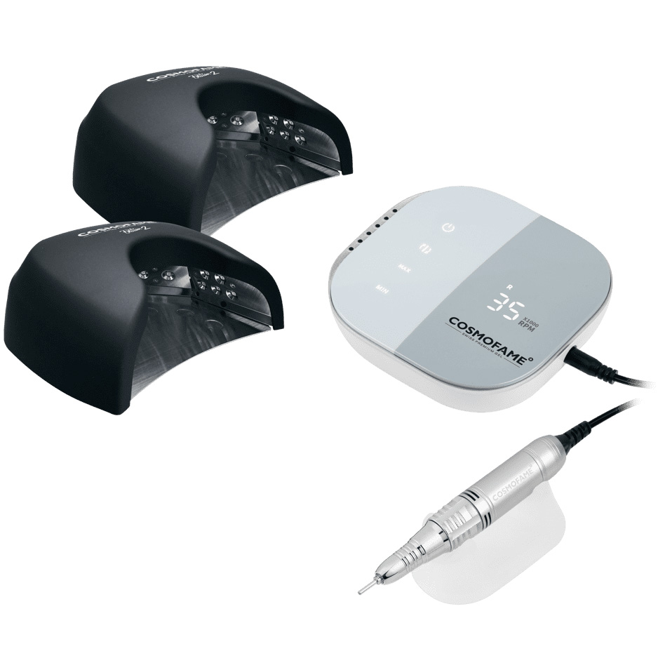 Set Fräser Nail Drill Pro Silver &  Lampen Black Angel Edition 2