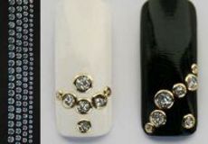 Sticker Punkte silver glitter mit Goldrand